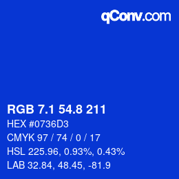 カラーコード: RGB 7.1 54.8 211 | qconv.com