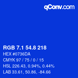 カラーコード: RGB 7.1 54.8 218 | qconv.com