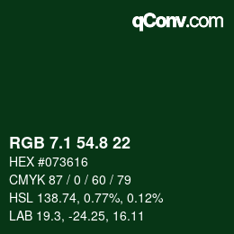 カラーコード: RGB 7.1 54.8 22 | qconv.com