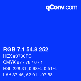 カラーコード: RGB 7.1 54.8 252 | qconv.com