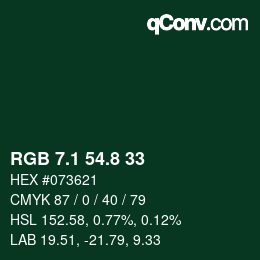 カラーコード: RGB 7.1 54.8 33 | qconv.com