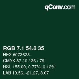 カラーコード: RGB 7.1 54.8 35 | qconv.com