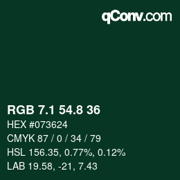 Color code: RGB 7.1 54.8 36 | qconv.com
