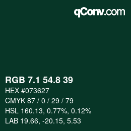 Farbcode: RGB 7.1 54.8 39 | qconv.com