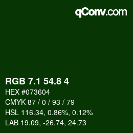 カラーコード: RGB 7.1 54.8 4 | qconv.com