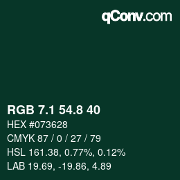 Color code: RGB 7.1 54.8 40 | qconv.com