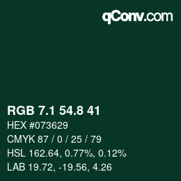 Código de color: RGB 7.1 54.8 41 | qconv.com