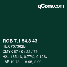 カラーコード: RGB 7.1 54.8 43 | qconv.com