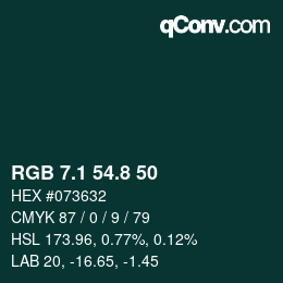 カラーコード: RGB 7.1 54.8 50 | qconv.com
