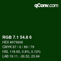 Color code: RGB 7.1 54.8 6 | qconv.com