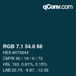 カラーコード: RGB 7.1 54.8 68 | qconv.com