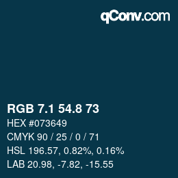 カラーコード: RGB 7.1 54.8 73 | qconv.com