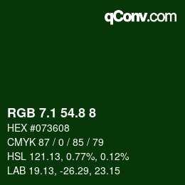 カラーコード: RGB 7.1 54.8 8 | qconv.com