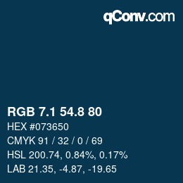 Color code: RGB 7.1 54.8 80 | qconv.com