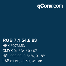 カラーコード: RGB 7.1 54.8 83 | qconv.com