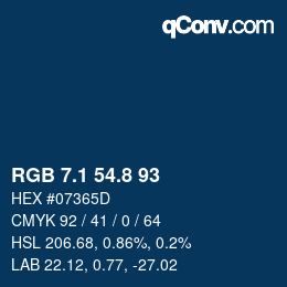 Color code: RGB 7.1 54.8 93 | qconv.com