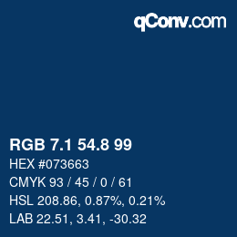 Color code: RGB 7.1 54.8 99 | qconv.com