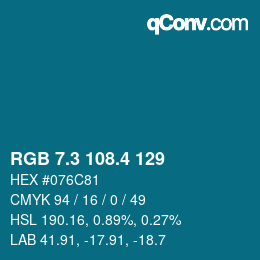 カラーコード: RGB 7.3 108.4 129 | qconv.com