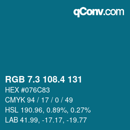 カラーコード: RGB 7.3 108.4 131 | qconv.com