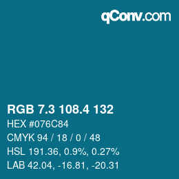 カラーコード: RGB 7.3 108.4 132 | qconv.com
