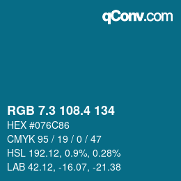 カラーコード: RGB 7.3 108.4 134 | qconv.com