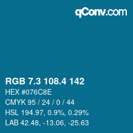 カラーコード: RGB 7.3 108.4 142 | qconv.com