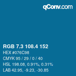 カラーコード: RGB 7.3 108.4 152 | qconv.com