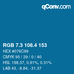 カラーコード: RGB 7.3 108.4 153 | qconv.com