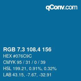 カラーコード: RGB 7.3 108.4 156 | qconv.com