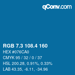 カラーコード: RGB 7.3 108.4 160 | qconv.com