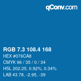 カラーコード: RGB 7.3 108.4 168 | qconv.com