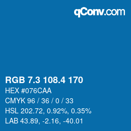 カラーコード: RGB 7.3 108.4 170 | qconv.com