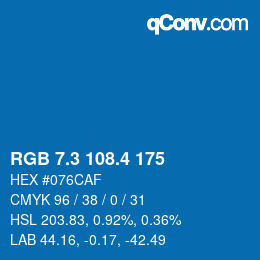 カラーコード: RGB 7.3 108.4 175 | qconv.com