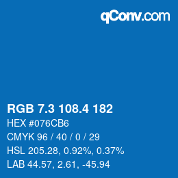 カラーコード: RGB 7.3 108.4 182 | qconv.com