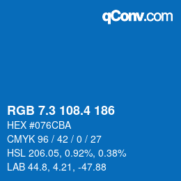 カラーコード: RGB 7.3 108.4 186 | qconv.com