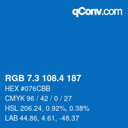 カラーコード: RGB 7.3 108.4 187 | qconv.com