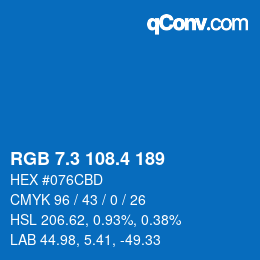 カラーコード: RGB 7.3 108.4 189 | qconv.com