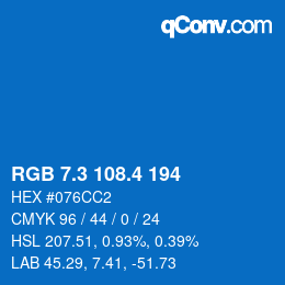 カラーコード: RGB 7.3 108.4 194 | qconv.com