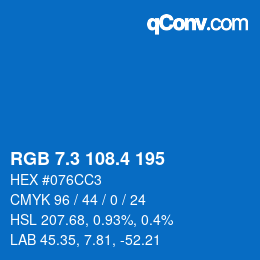 カラーコード: RGB 7.3 108.4 195 | qconv.com