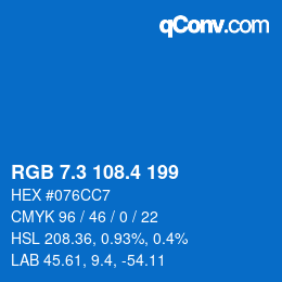 カラーコード: RGB 7.3 108.4 199 | qconv.com