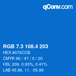 カラーコード: RGB 7.3 108.4 203 | qconv.com