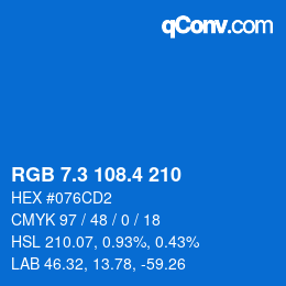 カラーコード: RGB 7.3 108.4 210 | qconv.com