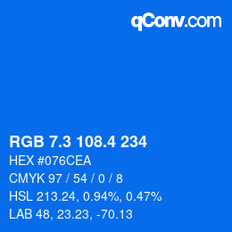 カラーコード: RGB 7.3 108.4 234 | qconv.com