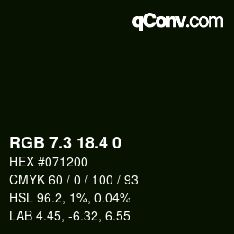カラーコード: RGB 7.3 18.4 0 | qconv.com