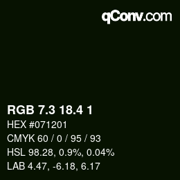 カラーコード: RGB 7.3 18.4 1 | qconv.com