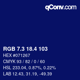 カラーコード: RGB 7.3 18.4 103 | qconv.com