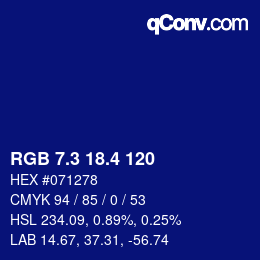 カラーコード: RGB 7.3 18.4 120 | qconv.com