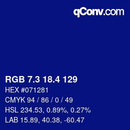 カラーコード: RGB 7.3 18.4 129 | qconv.com