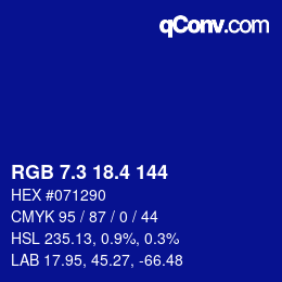 カラーコード: RGB 7.3 18.4 144 | qconv.com