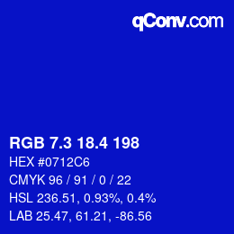 カラーコード: RGB 7.3 18.4 198 | qconv.com